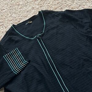 Grace Dane‎ Lewis Woman Black Textured Zip Front Cardigan Sweater Women's XL